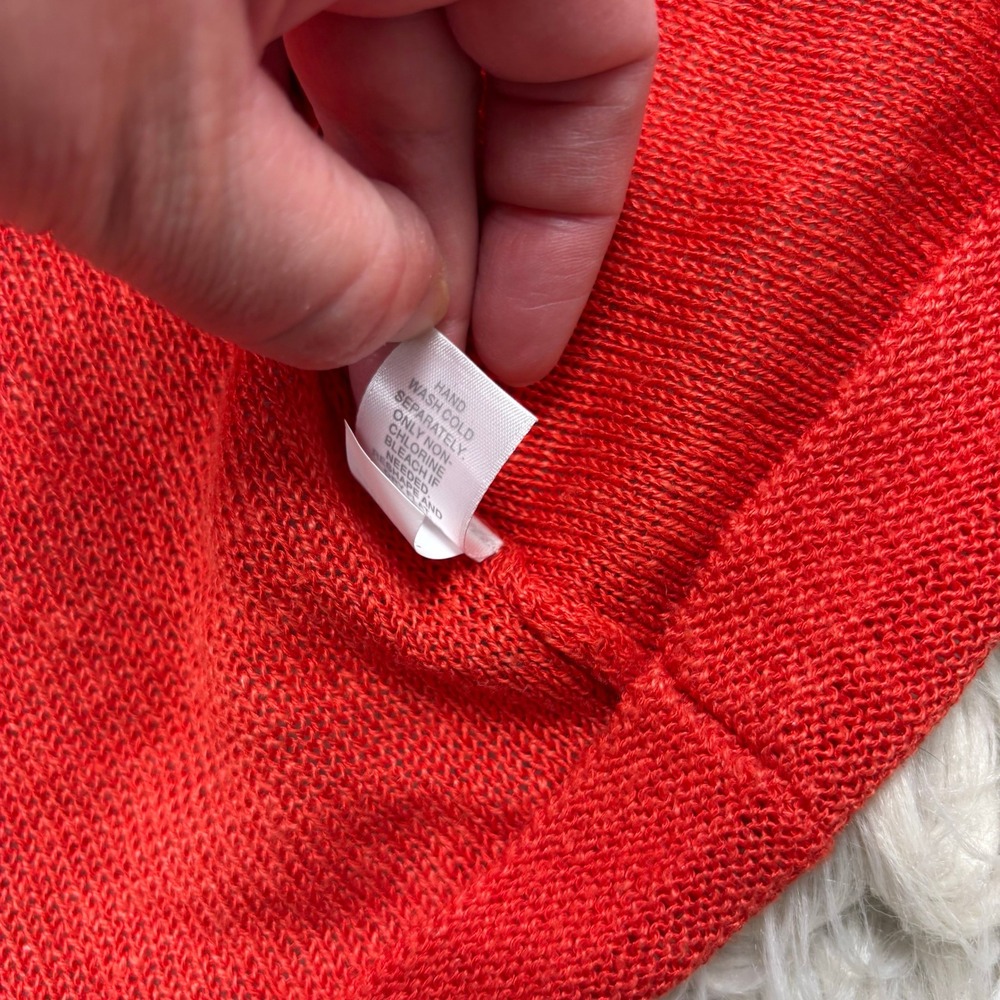 J. Jill Women's M Red Linen Blend Single Button Cardigan Coastal Beach Summer - Picture 6 of 7